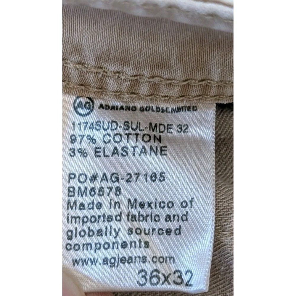 AG Adriano Goldschmied Jeans Mens 36x32 Tan The Graduate Tailored Leg(Fit 38x30) - Picture 6 of 10